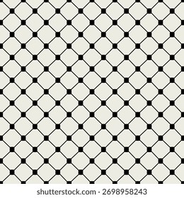 Seamless geometric pattern with square dots connected by lines creating diamond shapes for background or wallpaper design and textile prints