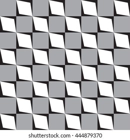 Seamless geometric pattern, Square illusion texture Background, Black and White color theme.