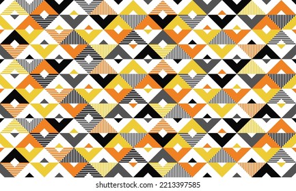 Seamless geometric pattern with square and triangle in brown,gray,orange and yellow. Abstract colorful stylish background. Vector illustration. For casual shirt cloth textile wallpaper