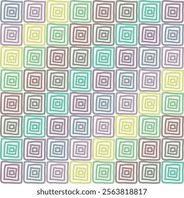 Seamless geometric pattern with squares. Brown Purple and green squares vector background. Geometric ornamental design for banner, cover, poster, branding.