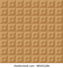 Seamless geometric pattern of squares and circles inside divided in half. In two similar shades of brown beige caramel color.