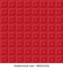 Seamless geometric pattern of squares and circles inside divided in half. In two similar shades of a single color red.
