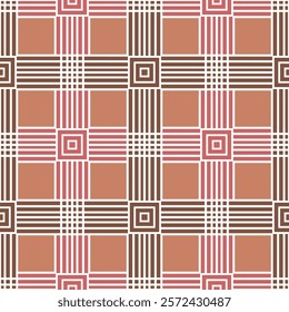 Seamless geometric pattern with squares, diamonds and straight lines. Vector graphics.