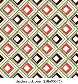Seamless geometric pattern with squares and diamonds. Vector graphics.