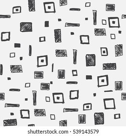 Seamless geometric pattern with squares. Hand drawn abstract background in vector format