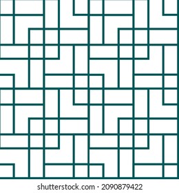 Seamless geometric pattern. Squares of intertwined blue lines on a white background. Vector illustration