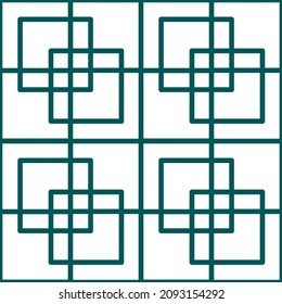 Seamless geometric pattern. Squares of intertwined blue lines on a white background. Vector illustration