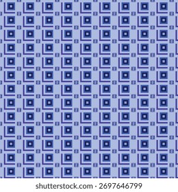 Seamless geometric pattern with squares and L-shapes in shades of blue and purple on a light background.