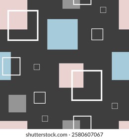 Seamless geometric pattern with squares on a gray background