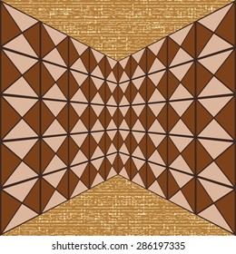 Seamless geometric pattern of squares and triangles on the basis of texture brown background