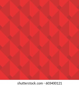 Seamless geometric pattern of squares in volume. In bright red color.