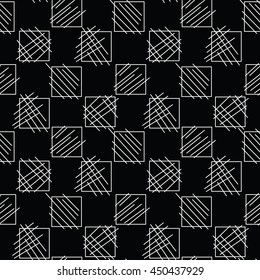 seamless geometric pattern. the squares with white lines on a black background. vector illustration