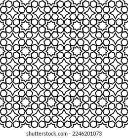 Patrón geométrico sin foco. ornamento plano de vidrio manchado. Patrón islámico. árabe, adorno, motivo.  Elemento Ramadan Kareem para tu pancarta. ornamento geométrico, ilustración vectorial.