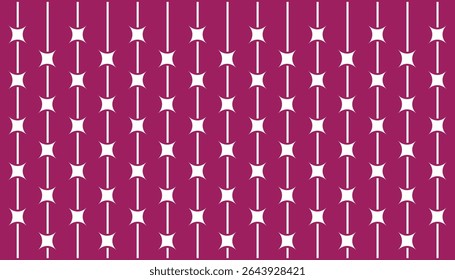 Seamless geometric pattern with star shapes and concentric squares in Purple color. for textile design, backgrounds, wallpapers, and abstract art projects.