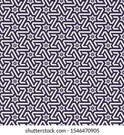 seamless geometric pattern with stars in dark purple and white