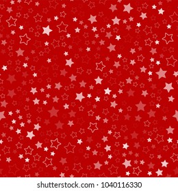 Seamless geometric pattern from stars. Stars on a red background. Vector illustration.