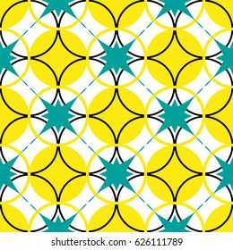 Seamless geometric pattern with stars. Vector art.