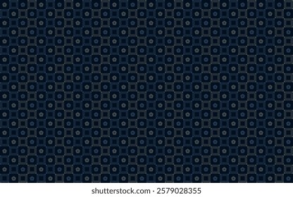 Seamless geometric pattern with  stencil square and pentagon in blue and gray on dark blue background. Vector illustration, for masculine shirt lady dress cloth textile cover decoration 