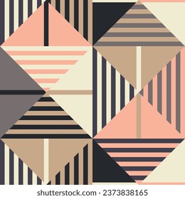 Seamless geometric pattern. Striped squares.