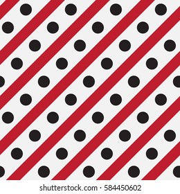 Seamless geometric pattern with strips and dots.