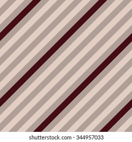 Seamless geometric pattern. Stripy texture. Diagonal contrast strips on brown background. Brown, gray, vinous, beige colors. Winter theme. Vector