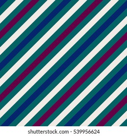 Seamless geometric pattern. Stripy texture for neck tie. Diagonal contrast strips on background. Blue, turquoise, purple colors. Vector