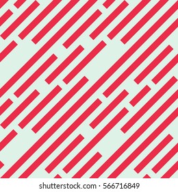 Seamless geometric pattern. Stripy texture. Diagonal red strips on white background. Labyrinth theme. Vector