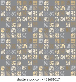 Seamless geometric pattern. The structure of the colored squares on a gray background. Graphics graffiti style, painted by hand, background in retro style.