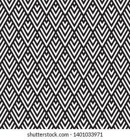 Seamless geometric pattern in style art deco.Black and white.Thick lines.