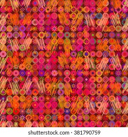 Seamless geometric pattern in the style of crazy. Structure striking geometric shapes, hand drawn illustration.