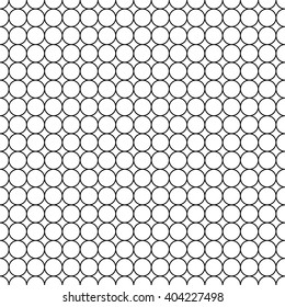 Seamless geometric pattern in the style of a mosaic of circles, black grid on white background.