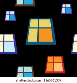 Seamless geometric pattern in the style of night Windows on a black background. Using for print on the wall-paper, shirts, greeting card, vector and other