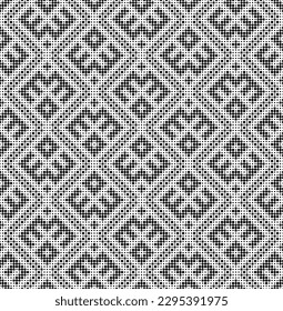 Seamless geometric pattern in style russian traditional embroidary. Dotted.