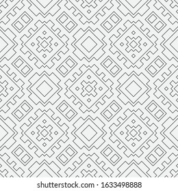 Seamless geometric pattern. Stylish abstract background. Modern vector linear texture with thin lines. Regularly repeating geometrical tiled grid with rhombuses, diamonds, zigzags, rectangles.