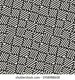 Seamless geometric pattern. Stylish creative monochrome grid. Smooth rough squares. Vector repeating texture. Can be used as swatch for illustrator.