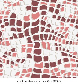 Seamless geometric pattern. Stylish pastel grid. Smooth curved squares. Vector repeating texture with curvature effect