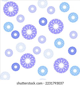 Seamless geometric pattern of stylized snowflakes, balls. Repeating round textures for wallpaper, packaging, banners, invitations, business cards, fabric, print. Colored graphic background, lace patte