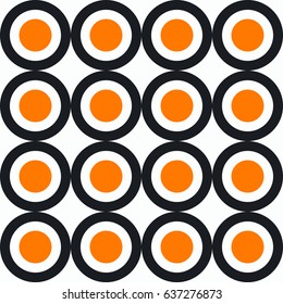 Seamless geometric pattern sushi, rolls. Food background. Vector illustration.