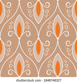 Seamless geometric pattern with swirls. Vector art.