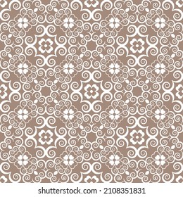 Seamless geometric pattern with swirls. Vector art.