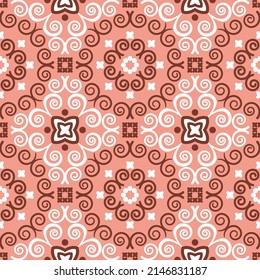 Seamless geometric pattern with swirls. Vector art.