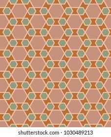 seamless geometric pattern with tangled hexagons