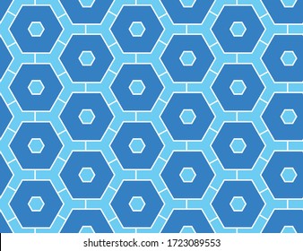 Seamless geometric pattern, texture or background vector in blue and white colors.