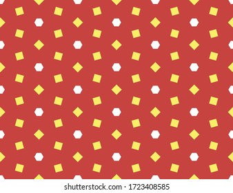 Seamless geometric pattern, texture or background vector in red, yellow and white colors.