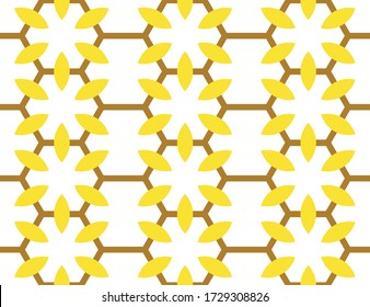 Seamless geometric pattern, texture or background vector in yellow, brown and white colors.