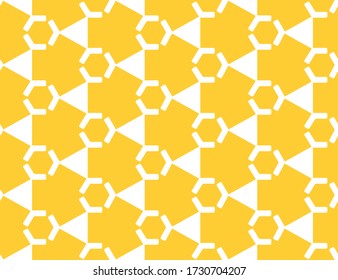 Seamless geometric pattern, texture or background vector in yellow and white colors.
