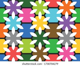 Seamless geometric pattern, texture or background vector in different colors.