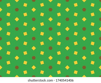 Seamless geometric pattern, texture or background vector in green, yellow and brown colors.
