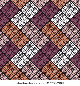 Seamless geometric pattern. The texture of rhombus. Scribble texture. Textile rapport.