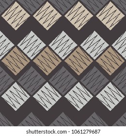 Seamless geometric pattern. The texture of the squares and crowns. Textile rapport.
